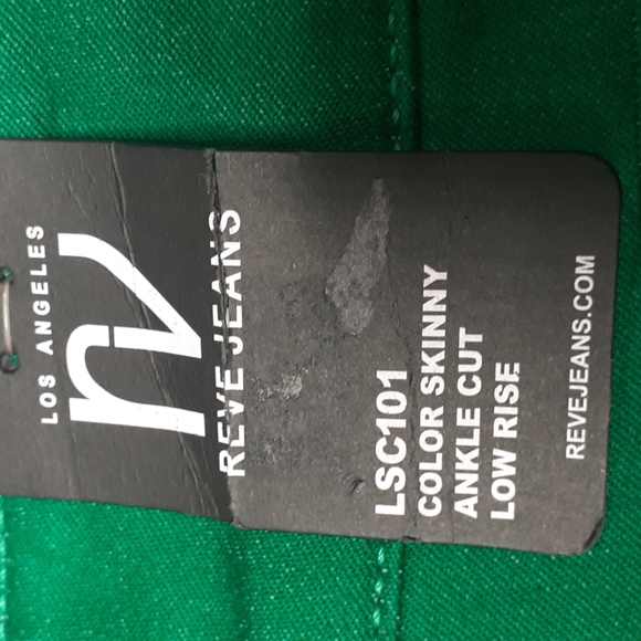 Reve Jeans LSC101 Kelly Green Skinny Ankle Cut Low Rise Size 9 Capris Rolled Hem - Picture 16 of 16